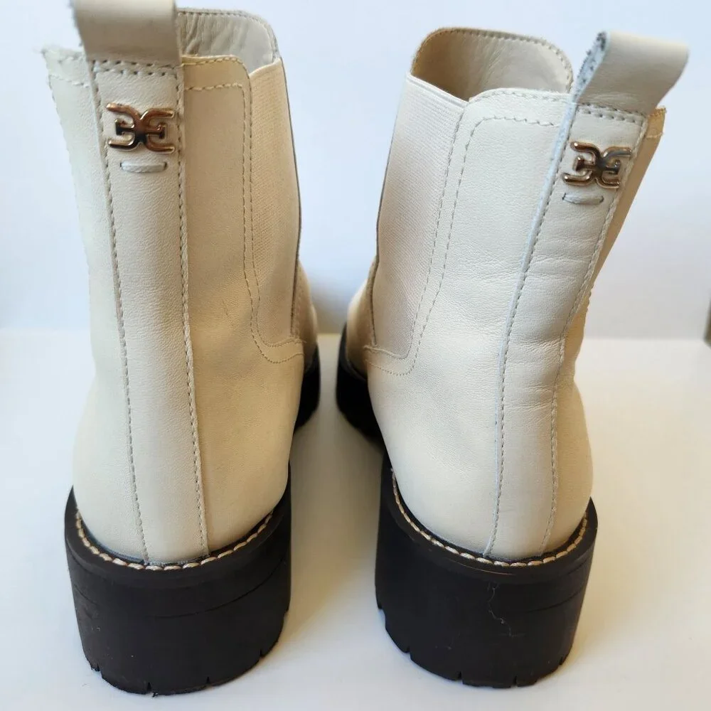Sam Edelman Justina Lug Sole Chelsea Boots Ivory Winter Outdoors Cabincore - Picture 5 of 11